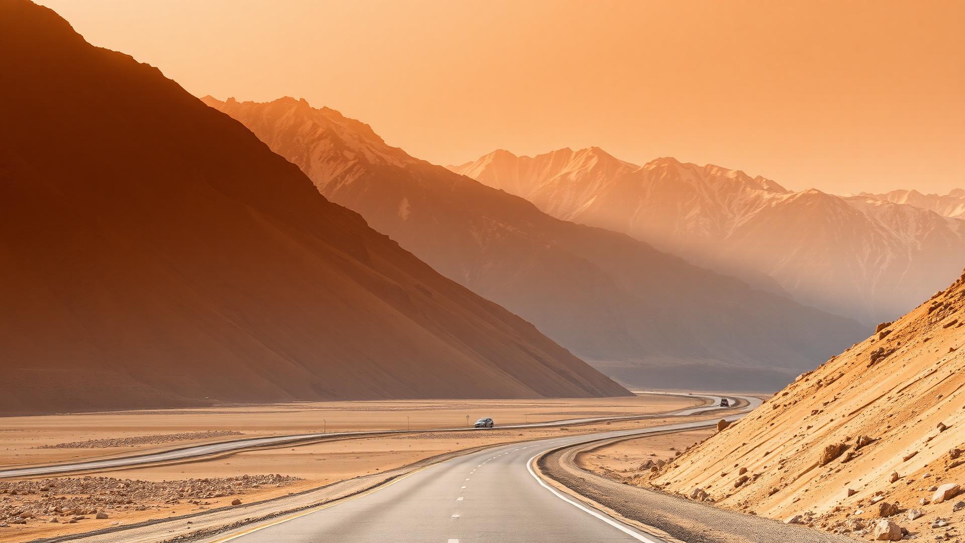 Karakoram Highway at golden hour